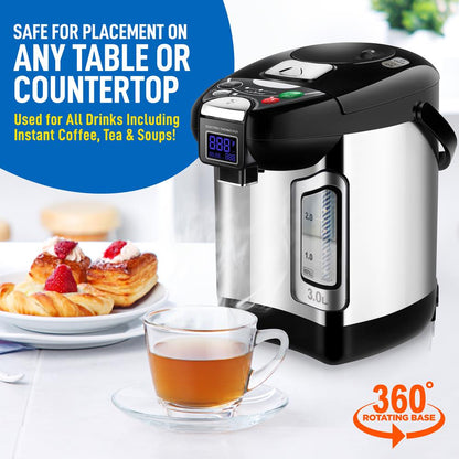 Digital Water Boiler 3L - Instant Heating, LCD Display, Stainless Steel