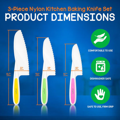 product image number 2 for NutriChef 3-Piece Nylon Kitchen Baking Knife Set
