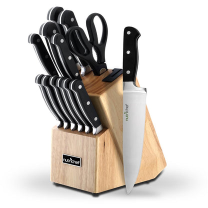 13-Piece Knife Set with Block, Precision German Steel, Built-In Sharpener