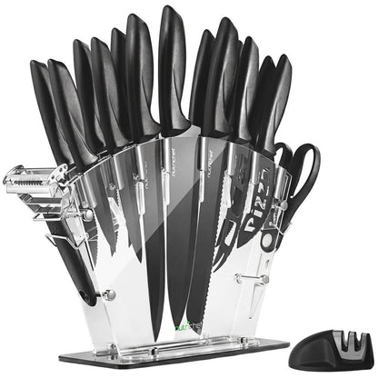 17-Piece Kitchen Knife Set - Precision Cutting - Stainless Steel - Acrylic Stand