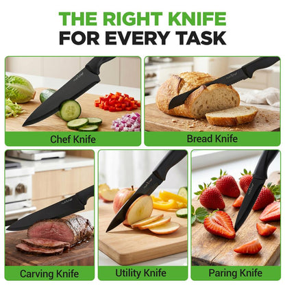 17-Piece Kitchen Knife Set - Precision Cutting - Stainless Steel - Acrylic Stand