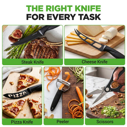17-Piece Kitchen Knife Set - Precision Cutting - Stainless Steel - Acrylic Stand