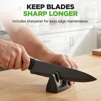 17-Piece Kitchen Knife Set - Precision Cutting - Stainless Steel - Acrylic Stand