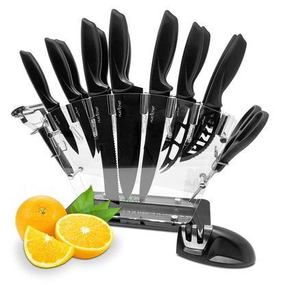17-Piece Kitchen Knife Set - Precision Cutting - Stainless Steel - Acrylic Stand