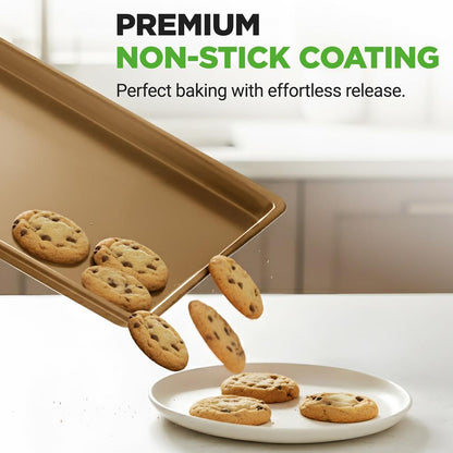 Non-Stick Mega Bake Pan - Stylish Metallic Coating, Dishwasher Safe And Pfoa, Pfos, Ptfe Free