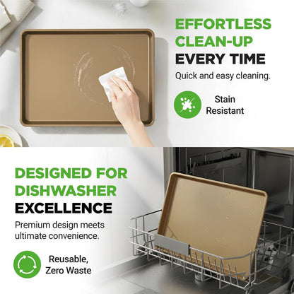 Non-Stick Mega Bake Pan - Stylish Metallic Coating, Dishwasher Safe And Pfoa, Pfos, Ptfe Free