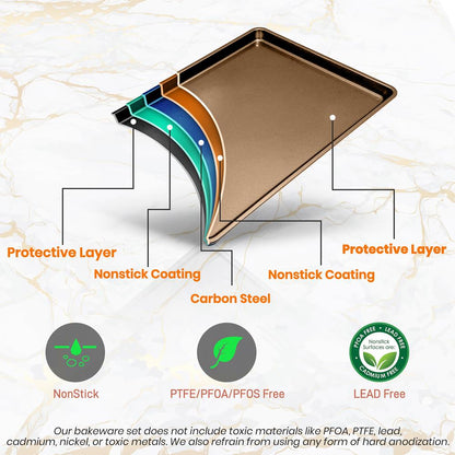 Nonstick XL Baking Pan, Easy Clean Carbon Steel, Gold, 22"x16"