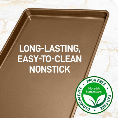 Nonstick XL Baking Pan, Easy Clean Carbon Steel, Gold, 22"x16"