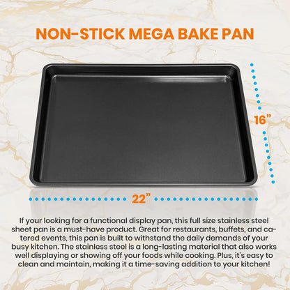 Nonstick XL Baking Pan 22"x16" Carbon Steel Dishwasher Safe