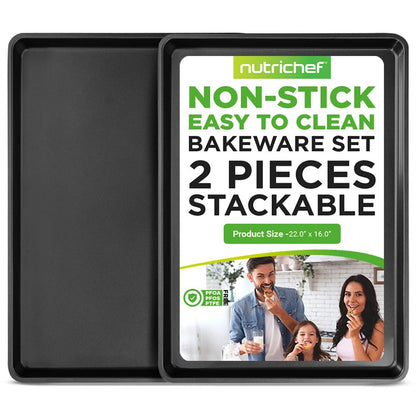 2-Piece XL Cookie Sheet Set, Nonstick Carbon Steel, Stackable