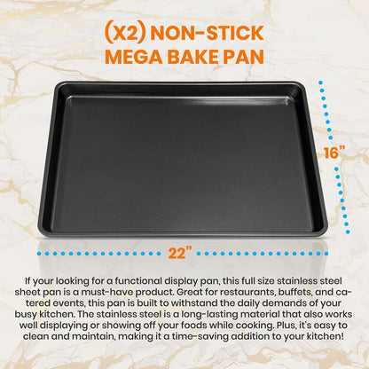 2-Piece XL Cookie Sheet Set, Nonstick Carbon Steel, Stackable