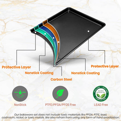 2-Piece XL Cookie Sheet Set, Nonstick Carbon Steel, Stackable