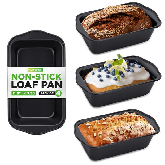 Loaf Pans Set of 4, Quick Heat, Non-Stick Carbon Steel, Oven Safe