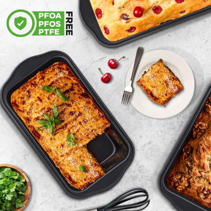 Loaf Pans Set of 6, Quick Heat, Non-Stick Carbon Steel, Easy Grip Handles