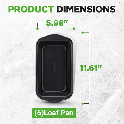 Loaf Pans Set of 6, Quick Heat, Non-Stick Carbon Steel, Easy Grip Handles
