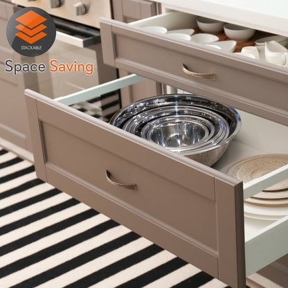 6-Piece Stainless Steel Mixing Bowls Set - Stackable, Dishwasher Safe