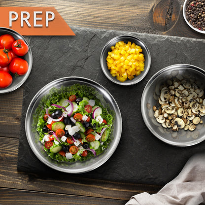 6-Piece Stainless Steel Mixing Bowls Set - Stackable, Dishwasher Safe