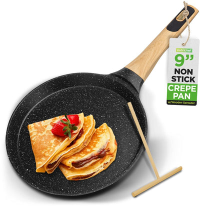 Non-Stick Crepe Pan, Even Heat, Marble Coating, Includes Spreader