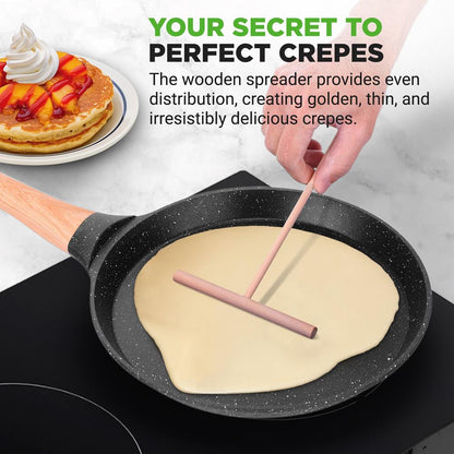 Non-Stick Crepe Pan, Even Heat, Marble Coating, Includes Spreader