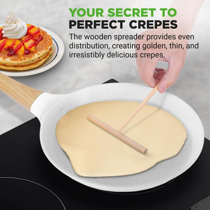 Non-Stick Crepe Pan, Even Heat, Marble Coating, White Cream