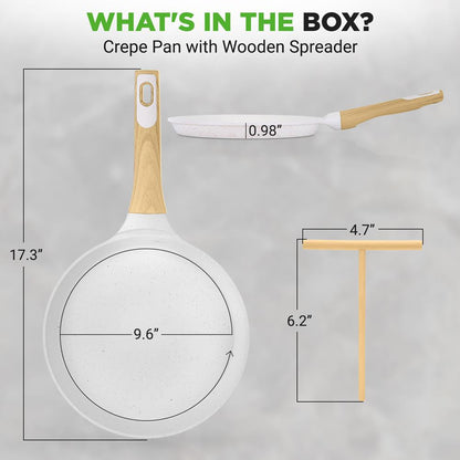 Non-Stick Crepe Pan, Even Heat, Marble Coating, White Cream
