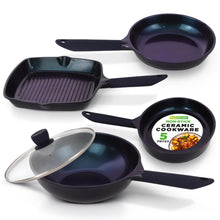 5-Piece Nonstick Frying Pan Set, Even Heat Ceramic, Blue Diamond