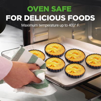 Mini Tart Pans 10pc Set Nonstick Removable Bottom Carbon Steel