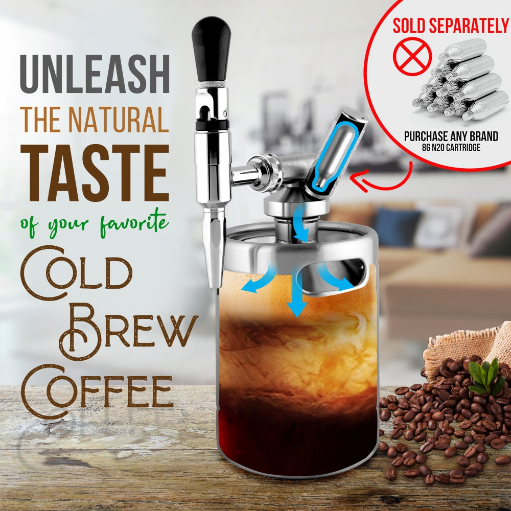Nitro Cold Brew Coffee Maker - Keeps Coffee Cold - Stainless Steel