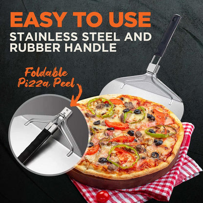Nonstick Pizza Peel, Foldable Aluminum Base, Stainless Steel Handle