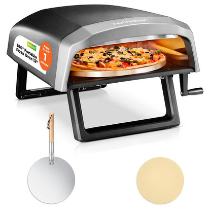 Outdoor Pizza Oven, 1-Min Cook, Rotating Stone, Carbon Steel