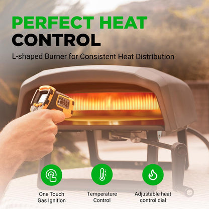 Outdoor Pizza Oven, 1-Min Cook, Rotating Stone, Carbon Steel