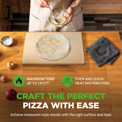12.8" Pizza Stone for Even Heat, Thermal Shock Resistant, Silicone