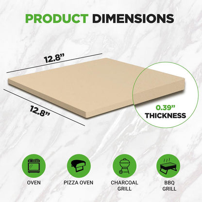12.8" Pizza Stone for Even Heat, Thermal Shock Resistant, Silicone