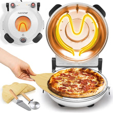 Electric Pizza Oven 12" | Precise Cooking | Non-Stick Stone | White