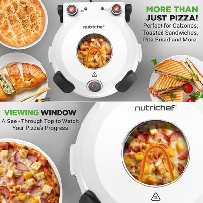 Electric Pizza Oven 12" | Precise Cooking | Non-Stick Stone | White