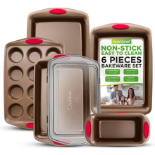 6-Piece Nonstick Bakeware Set - Easy Clean Carbon Steel, Gold