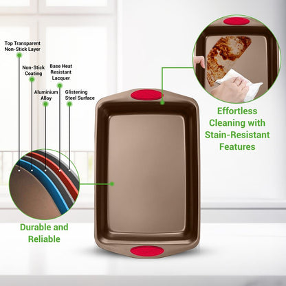 6-Piece Nonstick Bakeware Set - Easy Clean Carbon Steel, Gold