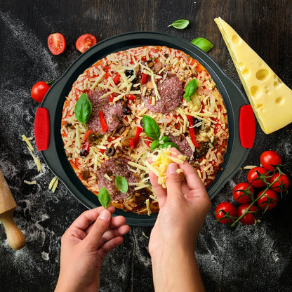 10-Piece Nonstick Bakeware Set, Easy Clean Carbon Steel, Red Handles