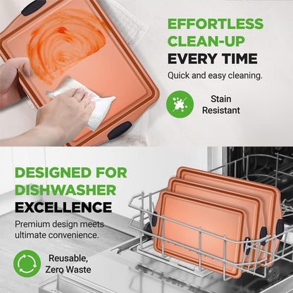 3-Piece Nonstick Bakeware Set - Flexible Carbon Steel, Silicone Handles