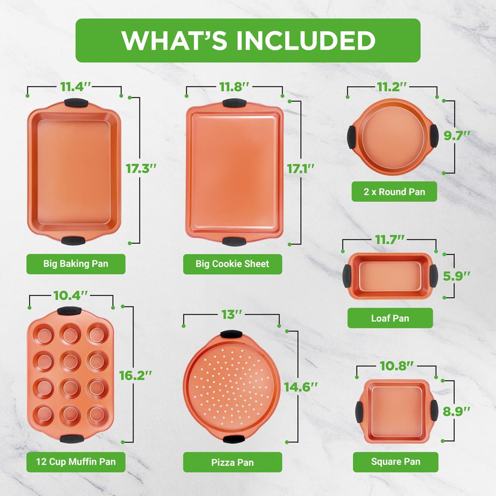 8-Piece Nonstick Bakeware Set, Carbon Steel, Copper Finish - Thumbnail 2