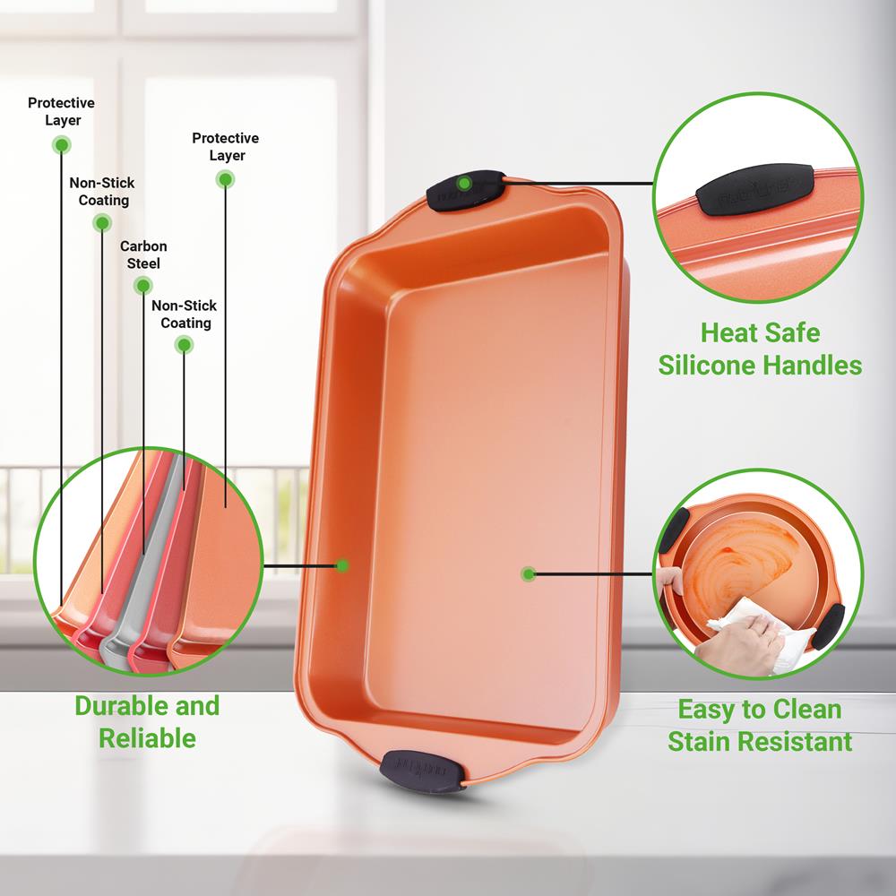 8-Piece Nonstick Bakeware Set, Carbon Steel, Copper Finish - Thumbnail 4