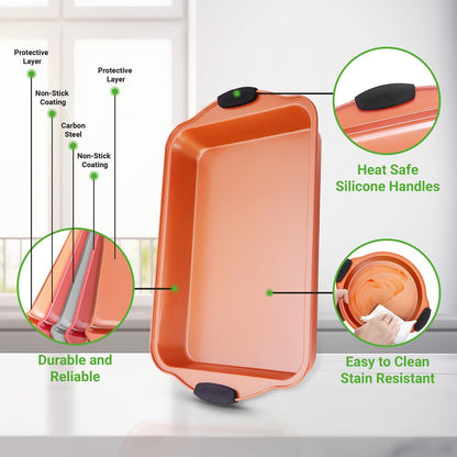 8-Piece Nonstick Bakeware Set, Carbon Steel, Copper Finish