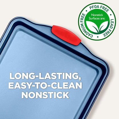 3-Piece Nonstick Cookie Sheets Set, Carbon Steel, Blue