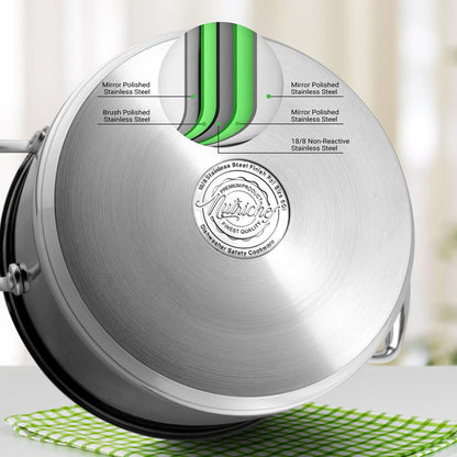 15-Quart Stainless Steel Stock Pot, Induction Safe, Tempered Glass Lid