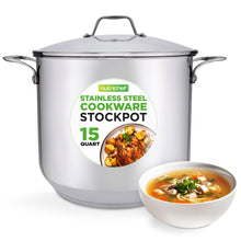 15-Quart Stainless Steel Stock Pot, Induction Safe, Tempered Glass Lid