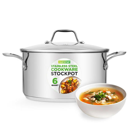 6-Quart Stockpot, Even Heat, Stainless Steel, See-Through Lid