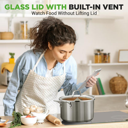 6-Quart Stockpot, Even Heat, Stainless Steel, See-Through Lid