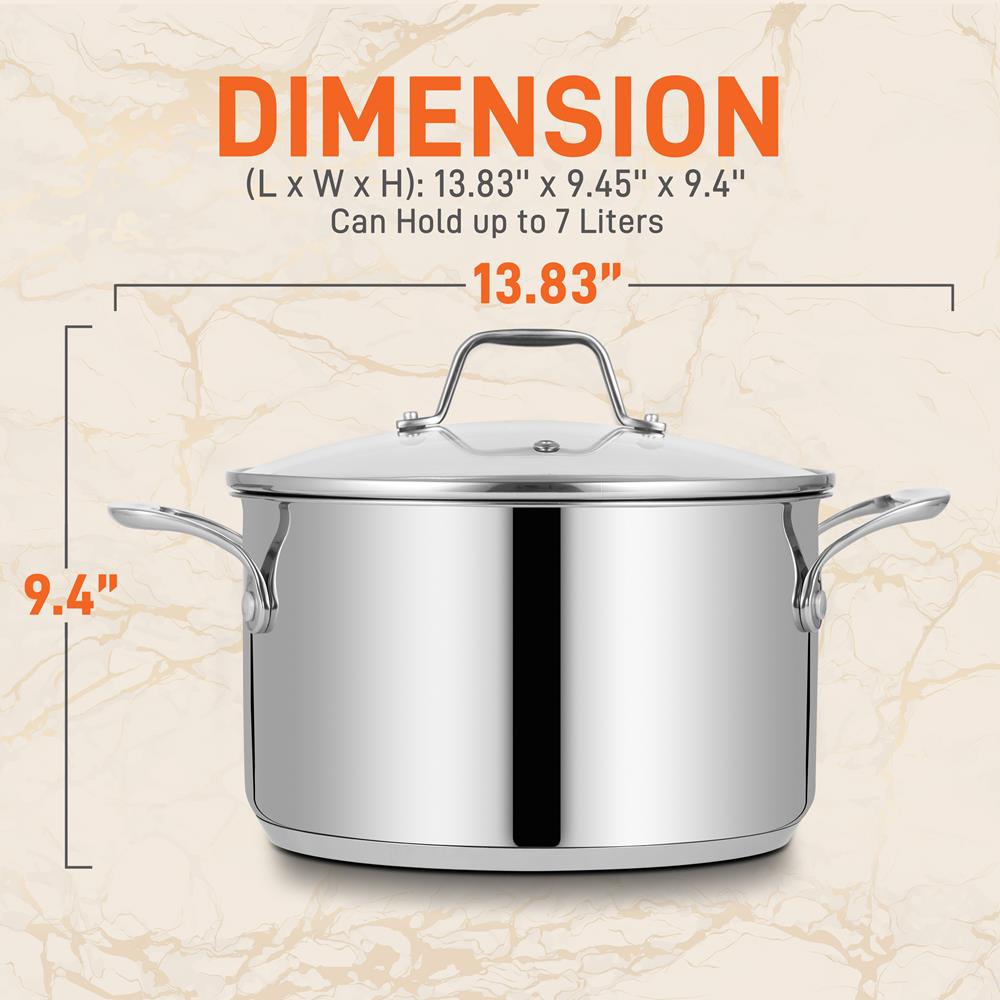 8-Quart Stock Pot, Even Heat, Stainless Steel, See-Through Lid - Thumbnail 2
