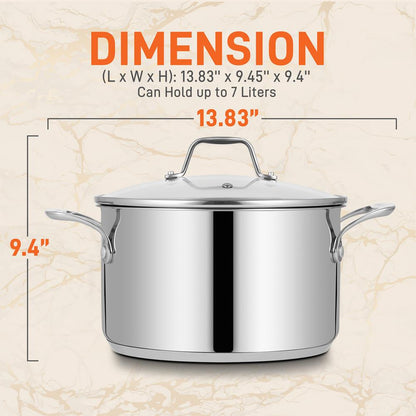 8-Quart Stock Pot, Even Heat, Stainless Steel, See-Through Lid