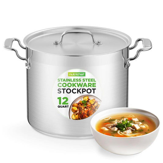 12-Quart Stockpot for Stew & Soup, Induction Compatible, Stainless Steel
